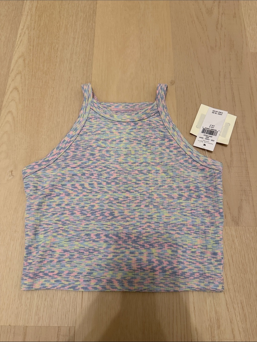 NWT American Eagle Pastel Multi-Color Ribbed High-Neck Tank Top Size Small / XS